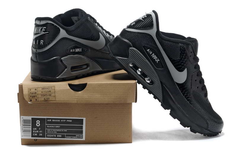 Air Max 90 Hyperfuse fourrure Chaussures Hommes Noir Gris (1)